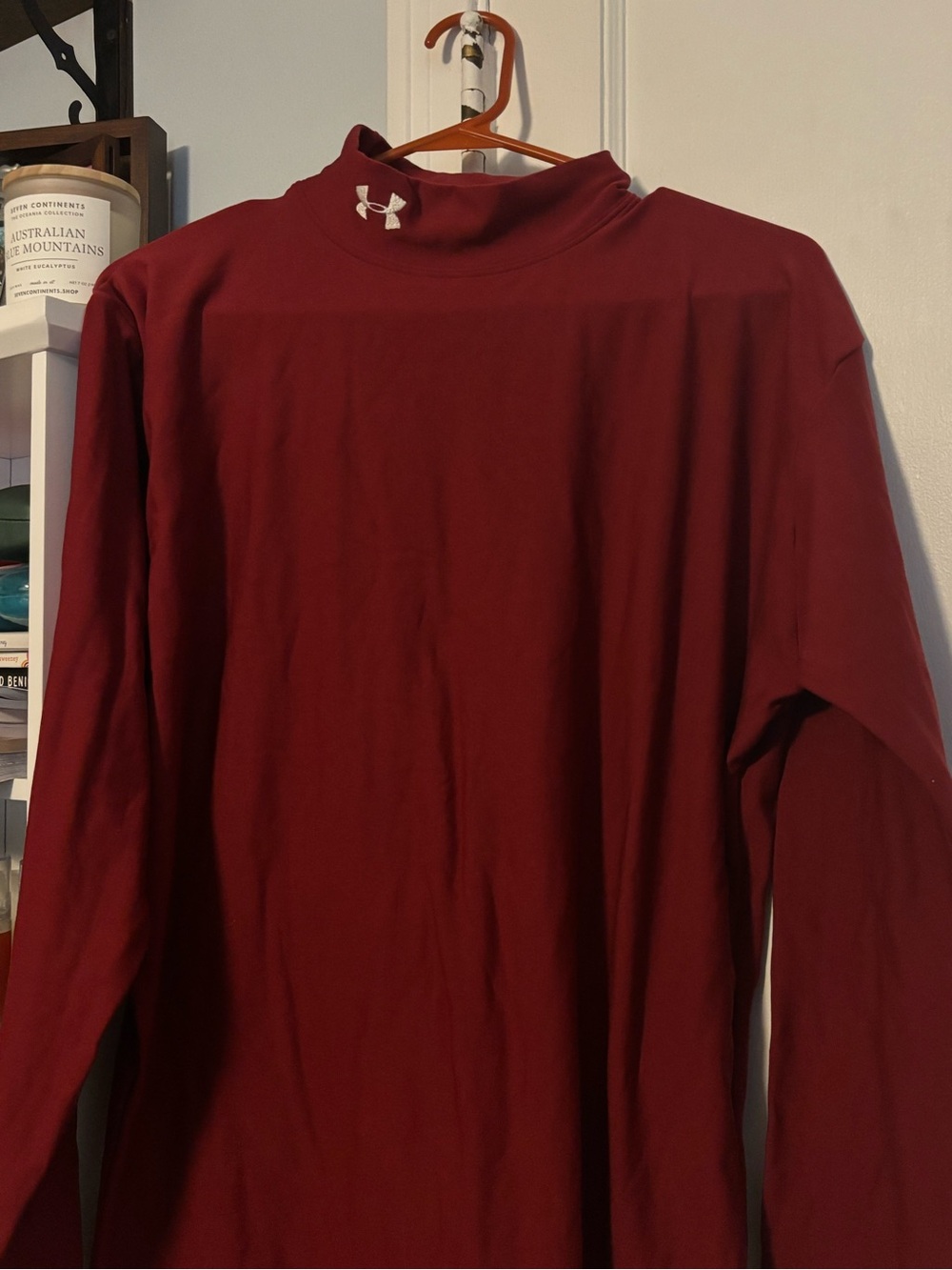 Under Armour Men’s Maroon Long-Sleeve Mock Neck Shirt Cold Gear XXL